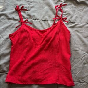 Red Women's Top with Bow Straps